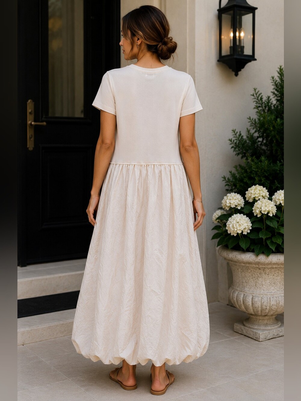 Moon River Ivory Bubble Hem Maxi Dress Size M NWOT - Picture 3 of 6